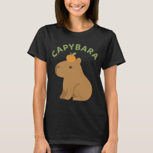 Minimalistisches Capybara mit Orange auf Kopf Nied T-Shirt