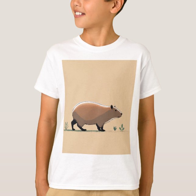 Minimalistisches Capybara-Seitenprofil in Jon Klas T-Shirt (Vorderseite)