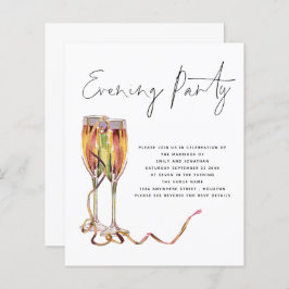 Minimalistisches Champagner Hochzeitsfeier Abend P