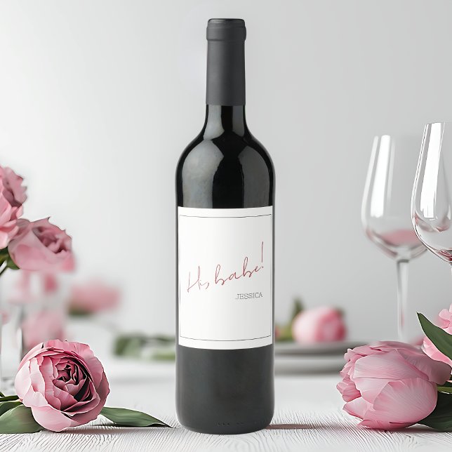 Minimalistisches Chic-Skript für den einfachen Gal Weinetikett (Simple Galentine's Day Minimalist Chic Script Wine Label)