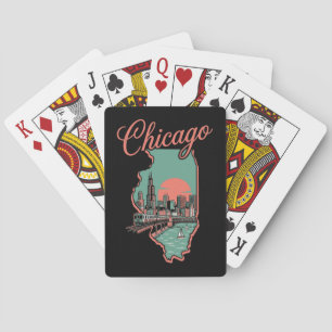 Minimalistisches Chicago Illinois Stadtlogo Spielkarten