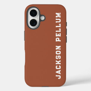 Minimalistisches Cinnamon Brown Monogramm Name Cas iPhone 16 Hülle