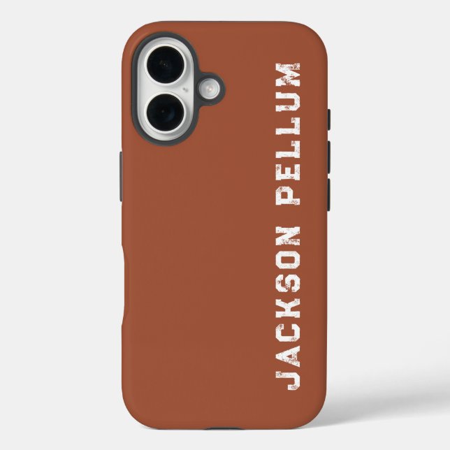 Minimalistisches Cinnamon Brown Monogramm Name Cas Case-Mate iPhone Hülle (Rückseite)