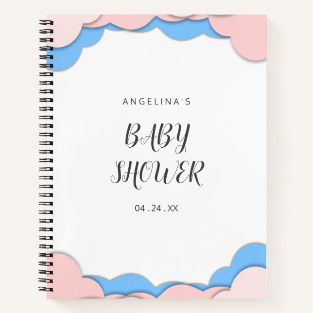 Minimalistisches Cloud Baby Duschgeschenk-Liste Notizbuch (Vorderseite)