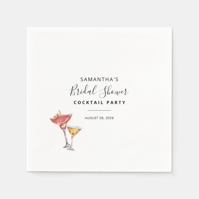 Minimalistisches Cocktail Party Brautparty Papier Serviette (Vorderseite)