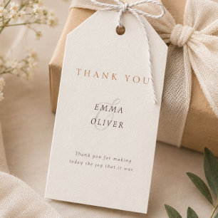 Minimalistisches Cocoa Brown Dankeschön Hochzeit Geschenkanhänger