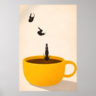 Minimalistisches Coffee-Dive-Plakat, Surrealistisc Poster