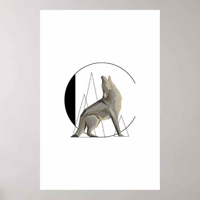 Minimalistisches Coyote / Wolf C Poster (Vorne)
