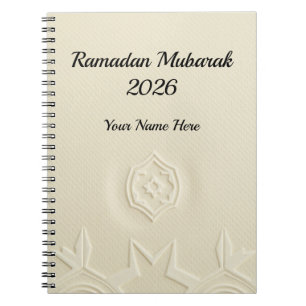 Minimalistisches Creme-Leinen-Textur Ramadan Notizblock