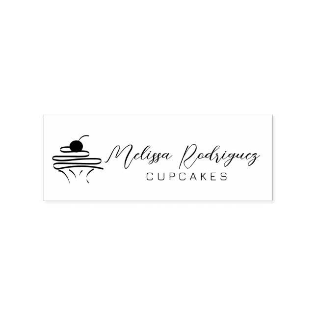 Minimalistisches Cupcake Baker-Script-Logo Gummistempel (Prägung)