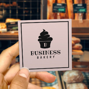 Minimalistisches Cupcake Zuhause Bäckerei Rosa Quadratische Visitenkarte