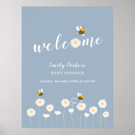 Minimalistisches Daisy Bloom Baby Dusche Begrüßung Poster