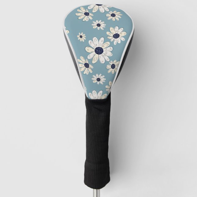 Minimalistisches Daisy-Blumenmuster (2) Golf Headcover (Vorderseite)