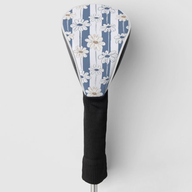 Minimalistisches Daisy-Blumenmuster (3) Golf Headcover (Vorderseite)