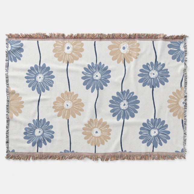 Minimalistisches Daisy-Blumenmuster (6) Decke (Vorderseite)