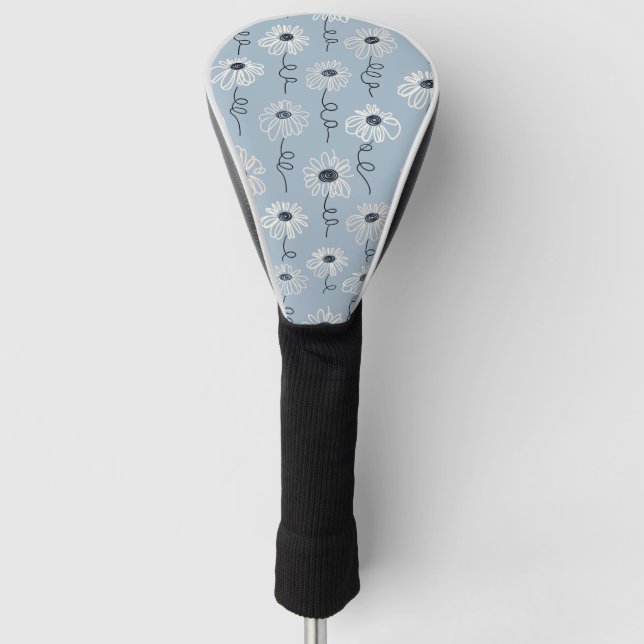Minimalistisches Daisy-Blumenmuster (7) Golf Headcover (Vorderseite)