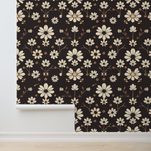 Minimalistisches Daisy-Muster auf dunklem Hintergr Tapete