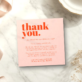 Minimalistisches Danke Orange Pink Begleitkarte