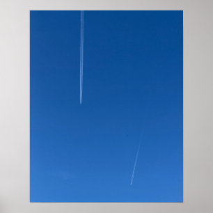Minimalistisches Deep Blue Sky Kondensstreifen Pos Poster