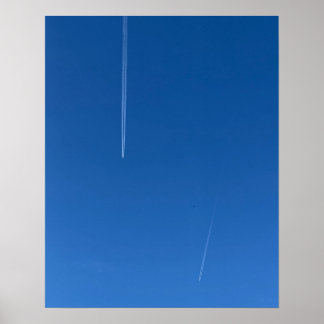 Minimalistisches Deep Blue Sky Kondensstreifen Pos Poster