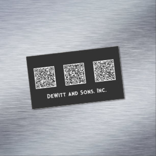 Minimalistisches Design Drei QR Code Sleek Magnetische Visitenkarte