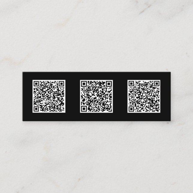 Minimalistisches Design Drei QR Code Sleek Mini Visitenkarte (Vorderseite)