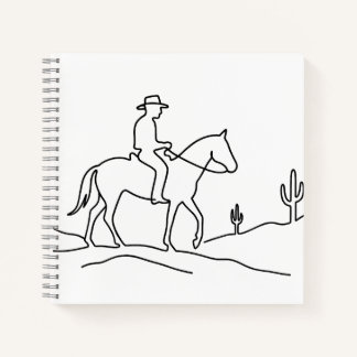 Minimalistisches Design einer einsamen Reiterin in Notizbuch