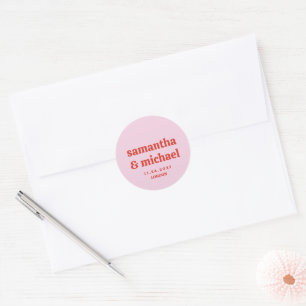 Minimalistisches Design Pink UND Orange Typo Runder Aufkleber