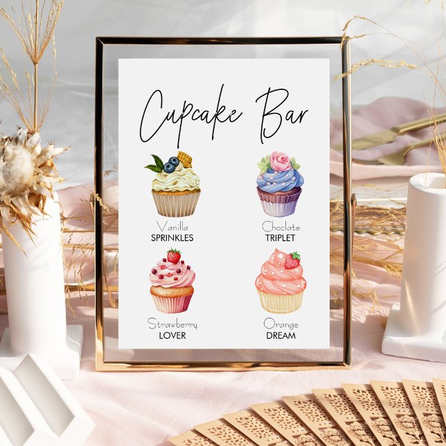 Minimalistisches Dessert Cupcake Menu Hochzeit Poster (Von Creator hochgeladen)