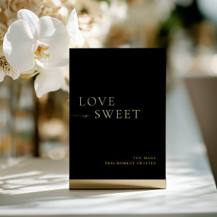 Minimalistisches Dessert-Tisch-Schild in Schwarz u Folieneinladung
