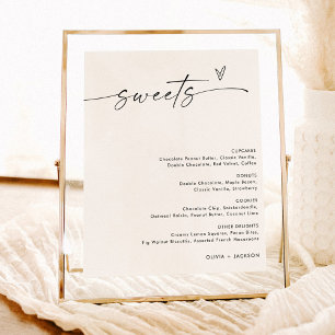Minimalistisches Dessertmenü, Süßigkeiten Hochzeit Poster
