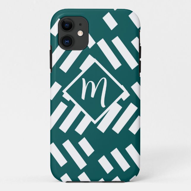 Minimalistisches Diagonal-Streifen-Muster, Monogra Case-Mate iPhone Hülle (Rückseite)