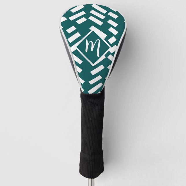 Minimalistisches Diagonal-Streifen-Muster, Monogra Golf Headcover (Vorderseite)