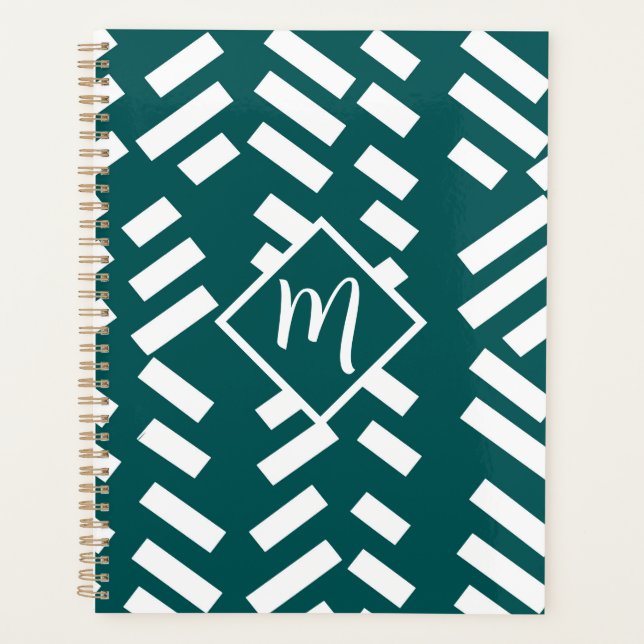 Minimalistisches Diagonal-Streifen-Muster, Monogra Planer (Vorderseite)