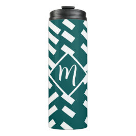 Minimalistisches Diagonal-Streifen-Muster, Monogra Thermosbecher