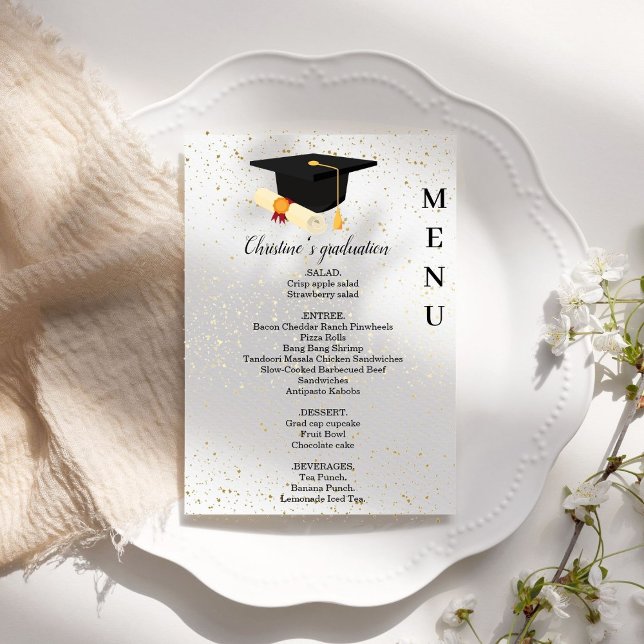 Minimalistisches Dinner-Menü mit Whimsical Graduat Einladung (Von Creator hochgeladen)