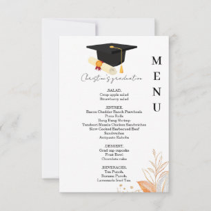 Minimalistisches Dinner-Menü mit Whimsical Graduat Einladung