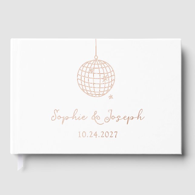 Minimalistisches Diskothek-Ball | Echte Gold Foil  Gästebuch (Vorderseite)