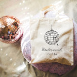 Minimalistisches Diskothek-Ball | Hochzeitsfeier v Tragetasche<br><div class="desc">Dieses trendige und dennoch elegante Party-Tote-Set besticht durch einen modernen und minimalistischen Stil mit handgeschriebener Schrift und klassischem Text. Eine von Hand gezeichnet Disco-Kugel wird in einer schwarzen Abbildung dargestellt. Das perfekte Geschenk für Ihre Brautjungfrau.</div>