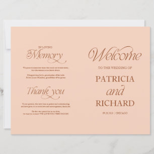 Minimalistisches DIY-Hochzeitsprogramm 'Soft Peach