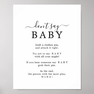 Minimalistisches Don't Say Baby Spiel Schild