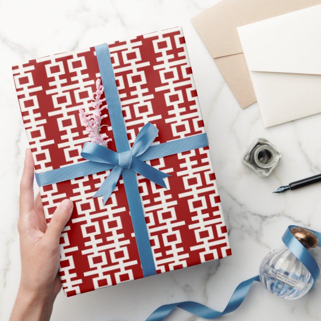 Minimalistisches doppeltes Glück Moderne Chinesisc Geschenkpapier (Schenken)