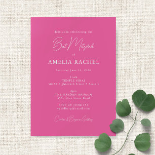 Minimalistisches Drehbuch Moderner Bat Mitzvah Hot Einladung