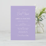 Minimalistisches Drehbuch Moderner Bat Mitzvah Lav Einladung<br><div class="desc">Custom Minimalistisch Script Lavender Niedlich Moderne Bat Mitzvah Einladung</div>