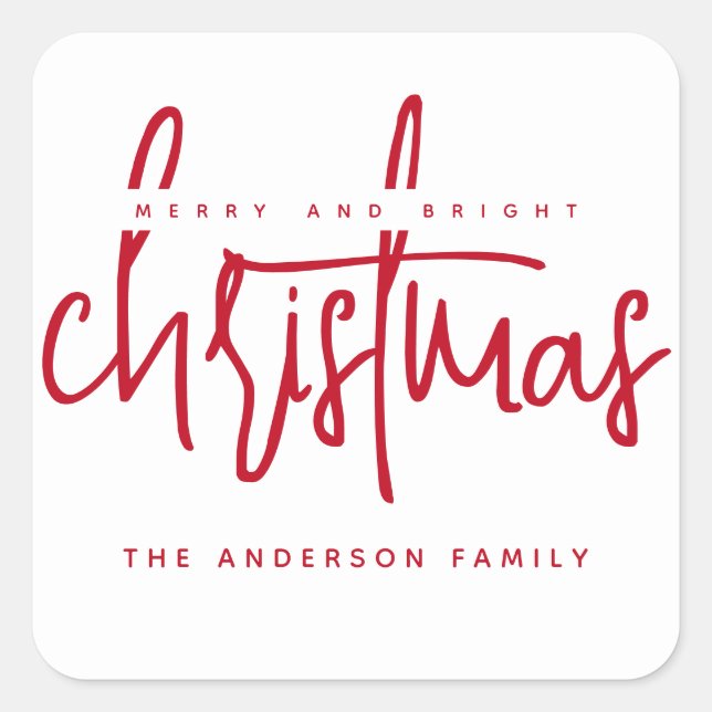 Minimalistisches Drehbuch Roter Weihnachtsmarkt Quadratischer Aufkleber (Vorderseite)