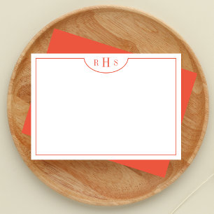 Minimalistisches Drei-Monogramm Ein Rand orange Mitteilungskarte