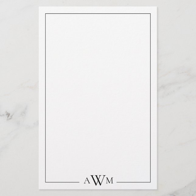 Minimalistisches dreibuchstabiges Monogramm Briefpapier (Vorderseite)