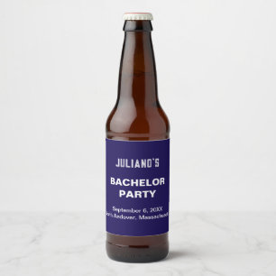 Minimalistisches dunkelblaues Junggesellenabschied Bierflaschenetikett