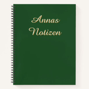 Minimalistisches dunkelgrünes deutsches Notizbuch 