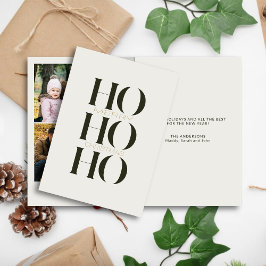 Minimalistisches dunkelgrünes "HO HO HO" Foto Weih Feiertagskarte